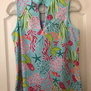 Ana Clare Woman's Sleeveless V Neck Coastal Top NWT
